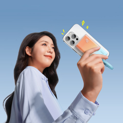 
„Popsicle“ nešiojama baterija 5200mAh 20W su „Lightning“ laidu 60W/ 20V/ 3A/ 30cm - mėlynai oranžinė
