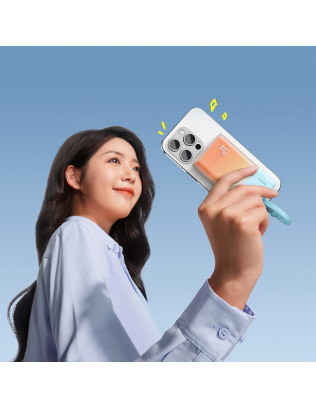 
„Popsicle“ nešiojama baterija 5200mAh 20W su „Lightning“ laidu 60W/ 20V/ 3A/ 30cm - mėlynai oranžinė
