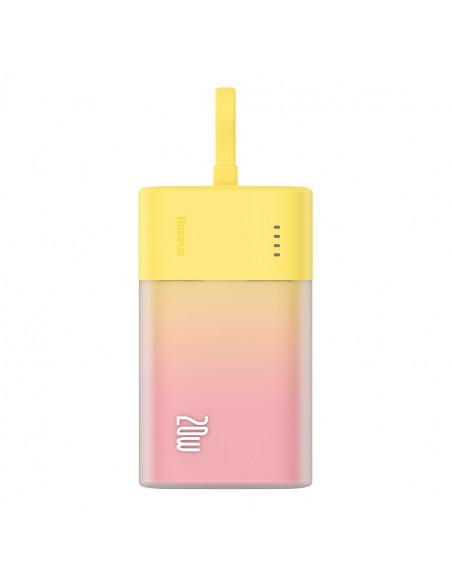 
„Popsicle“ išorinė baterija 5200mAh 20W su „Lightning“ laidu 60W/ 20V/ 3A/ 30cm - geltona-rožinė
