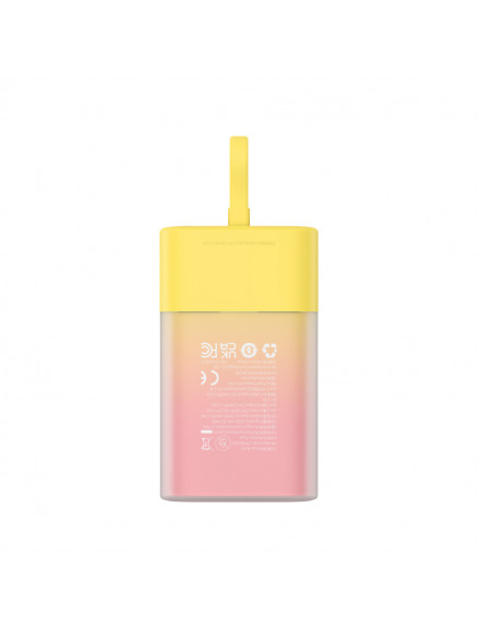 
„Popsicle“ išorinė baterija 5200mAh 20W su „Lightning“ laidu 60W/ 20V/ 3A/ 30cm - geltona-rožinė
