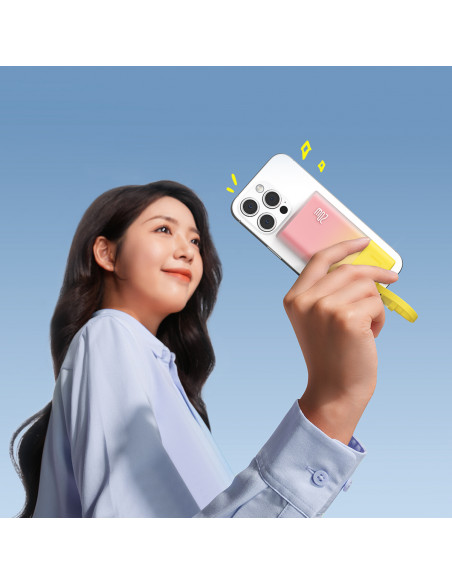 
„Popsicle“ išorinė baterija 5200mAh 20W su „Lightning“ laidu 60W/ 20V/ 3A/ 30cm - geltona-rožinė
