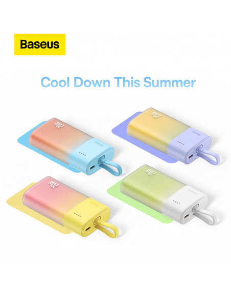 
„Popsicle“ išorinė baterija 5200mAh 20W su „Lightning“ laidu 60W/ 20V/ 3A/ 30cm - geltona-rožinė
