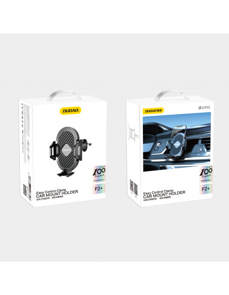 
F2+ išmaniojo telefono laikiklis oro išleidimo angai su spaustuku – juodas
