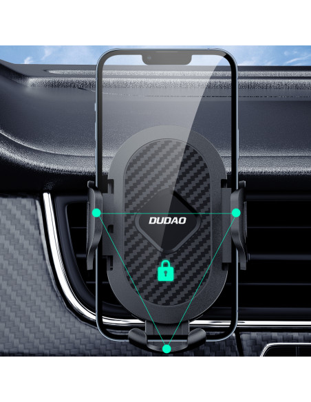 
F2+ išmaniojo telefono laikiklis oro išleidimo angai su spaustuku – juodas
