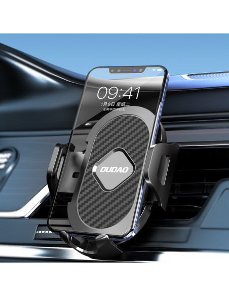 
F2+ išmaniojo telefono laikiklis oro išleidimo angai su spaustuku – juodas
