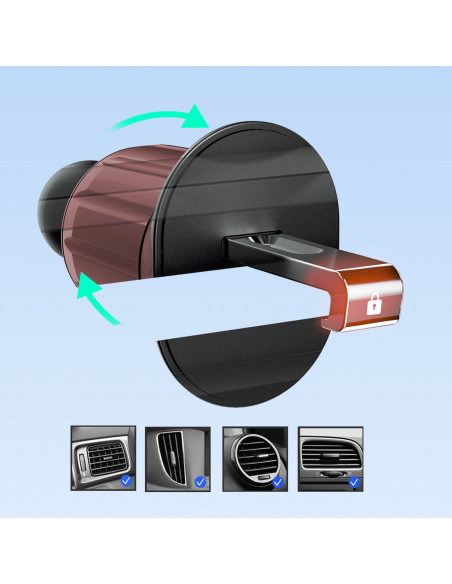 
F2+ išmaniojo telefono laikiklis oro išleidimo angai su spaustuku – juodas
