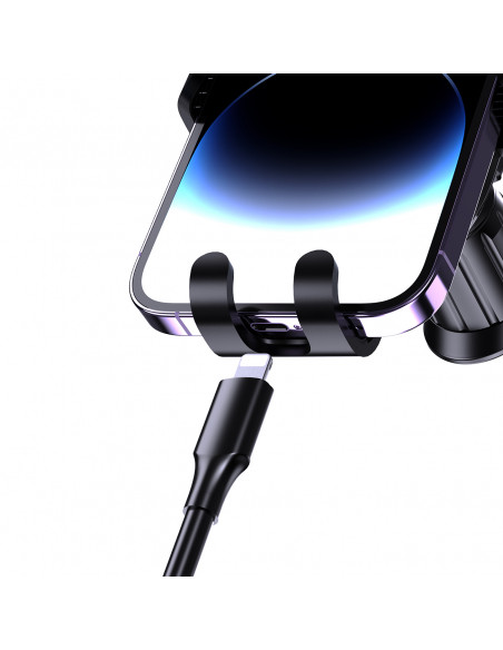 
F5N+ gravitacinis išmaniojo telefono laikiklis su siurbtuku, skirtas priekiniam kabinos stiklui – juodas
