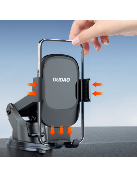 
F5N+ gravitacinis išmaniojo telefono laikiklis su siurbtuku, skirtas priekiniam kabinos stiklui – juodas
