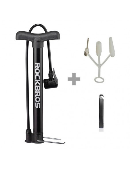 
120 psi / 8 barų grindų dviračio pompa su rutuliniais tvirtinimo elementais – juoda
