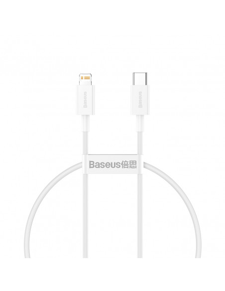 
„Superior“ serijos USB-C / „Lightning PD“ 20 W 2 m laidas – baltas
