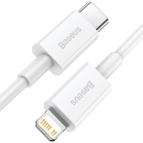 
„Superior“ serijos USB-C / „Lightning PD“ 20 W 2 m laidas – baltas
