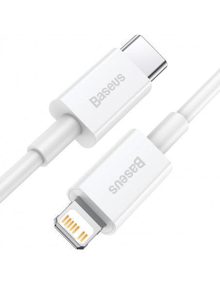 
„Superior“ serijos USB-C / „Lightning PD“ 20 W 2 m laidas – baltas
