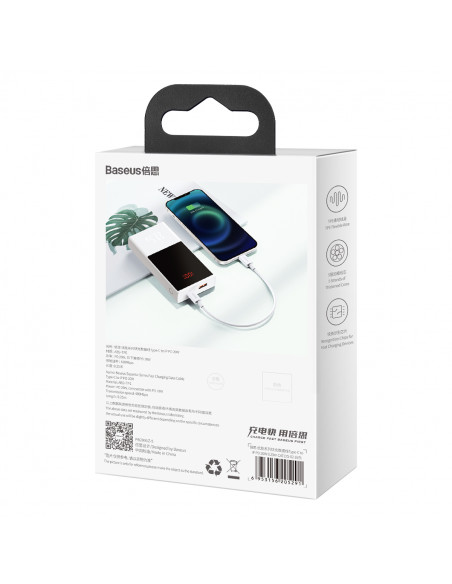 
„Superior“ serijos USB-C / „Lightning PD“ 20 W 2 m laidas – baltas
