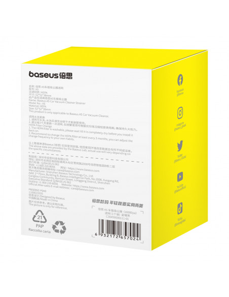 
HEPA filtras, skirtas „Baseus A5 C30459500111-01“ dulkių siurbliui
