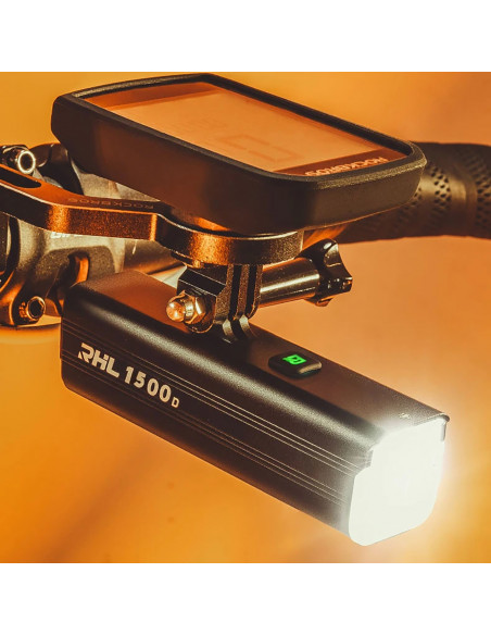 
Priekinis dviračio žibintas 5000mAh 1500lm IPX6 Garmin ir GoPro laikiklis - juodas
