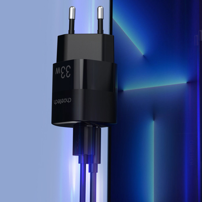 Greitas įkroviklis GaN USB Type C PD QC 33W juodas