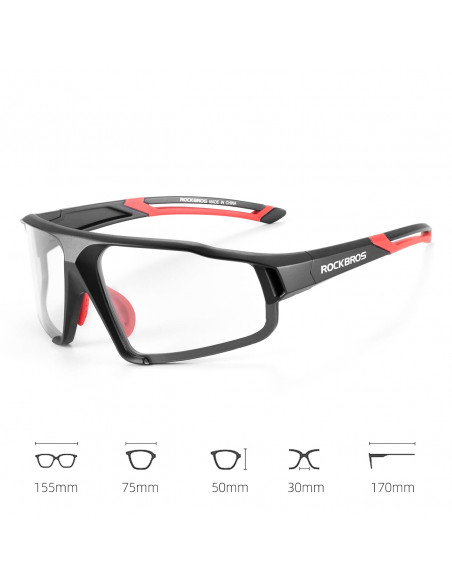 
Fotochrominiai UV400 dviratininko akiniai su dėklu SP216BK – juodi ir raudoni
