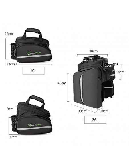 
35 litrų dviračio bagažinės krepšys su išlankstomomis kišenėmis A6-03BK - juodas
