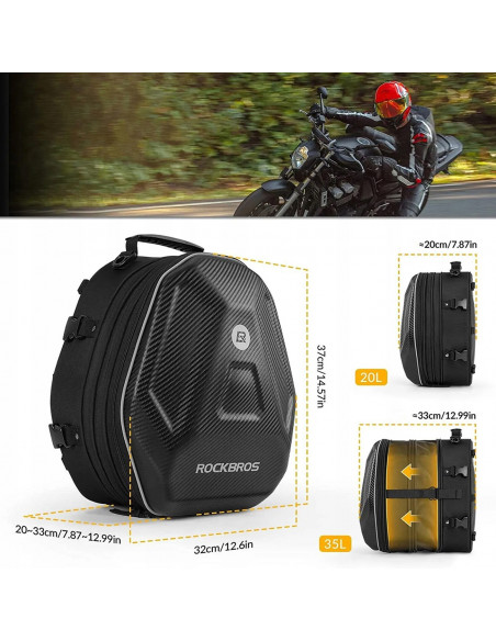 
Motociklo kuprinės krepšys šalmui, bakui ar sėdynei tvirtinti, 35 l - juodas
