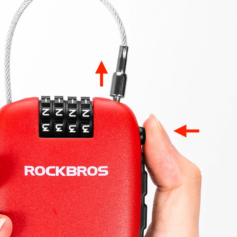 
Dviračio spyna su ištraukiamu trosu ir kodine spyna – raudona
