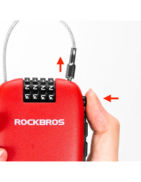 
Dviračio spyna su ištraukiamu trosu ir kodine spyna – raudona
