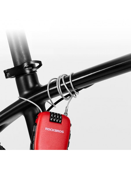 
Dviračio spyna su ištraukiamu trosu ir kodine spyna – raudona
