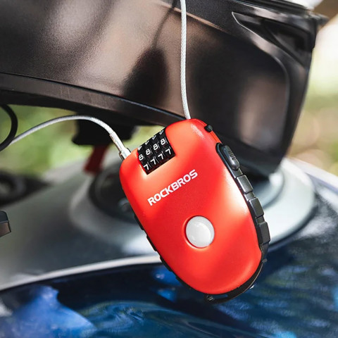 
Dviračio spyna su ištraukiamu trosu ir kodine spyna – raudona
