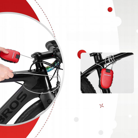 
Dviračio spyna su ištraukiamu trosu ir kodine spyna – raudona
