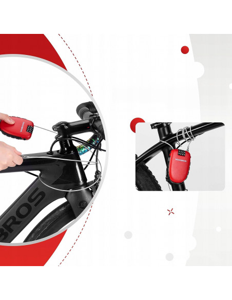 
Dviračio spyna su ištraukiamu trosu ir kodine spyna – raudona
