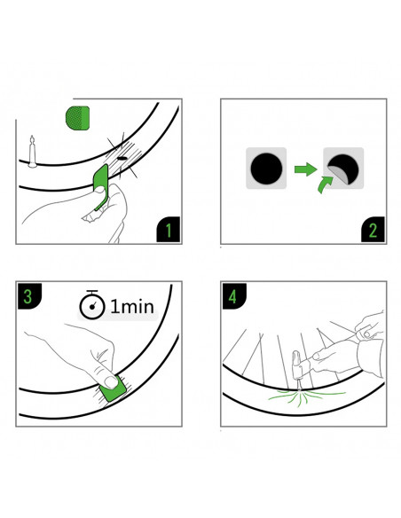 
Remonto rinkinys su lipniu lopeliu, 2,4 cm skersmens, skirtas dviračių kamerų lopymui
