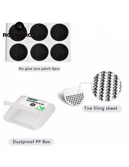 
Remonto rinkinys su lipniu lopeliu, 2,4 cm skersmens, skirtas dviračių kamerų lopymui
