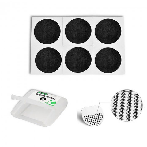 
Remonto rinkinys su lipniu lopeliu, 2,4 cm skersmens, skirtas dviračių kamerų lopymui
