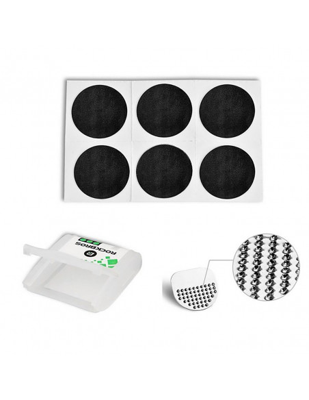 
Remonto rinkinys su lipniu lopeliu, 2,4 cm skersmens, skirtas dviračių kamerų lopymui
