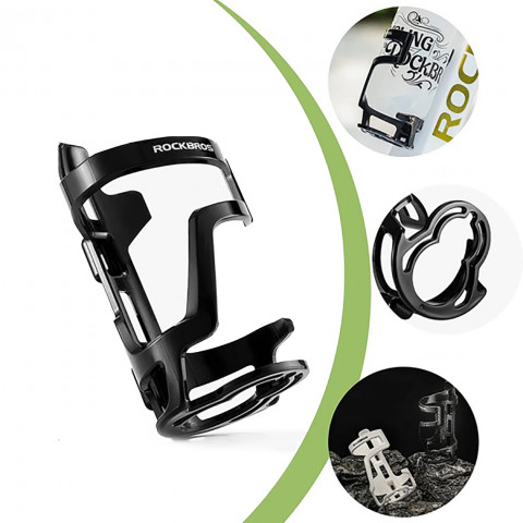 
Dviračio butelio laikiklis su tvirtinimu žemyn kaklu - juodas
