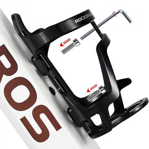 
Dviračio butelio laikiklis su tvirtinimu žemyn kaklu - juodas
