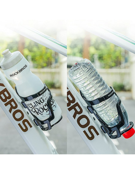 
Dviračio butelio laikiklis su tvirtinimu žemyn kaklu - juodas
