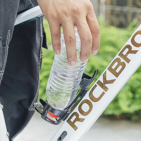 
Dviračio butelio laikiklis su tvirtinimu žemyn kaklu - juodas
