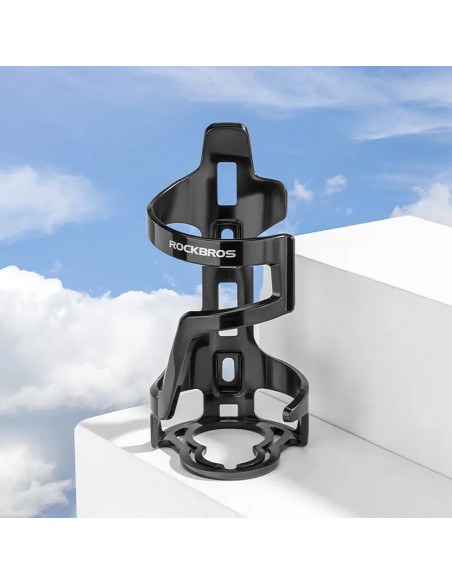 
Dviračio butelio laikiklis su tvirtinimu žemyn kaklu - juodas
