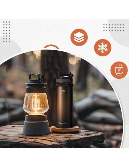 
Terminis dviračio butelis gėrimams, 620 ml, plienas, juodas
