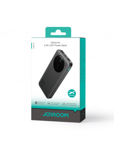 
Nešiojamoji baterija JR-PBF12 10000mAh 2.4A 2x USB-A 1x USB-C - juoda
