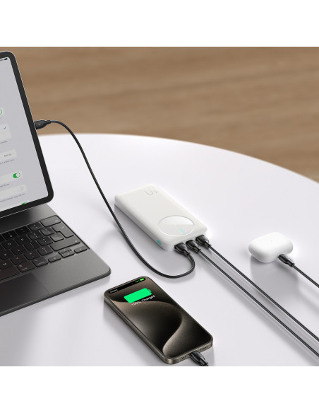 
Nešiojamoji baterija JR-PBF12 10000mAh 2.4A 2x USB-A 1x USB-C - balta
