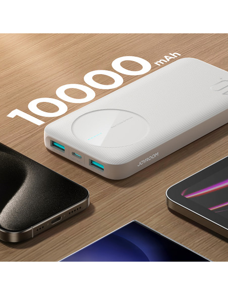 
Nešiojamoji baterija JR-PBF12 10000mAh 2.4A 2x USB-A 1x USB-C - balta
