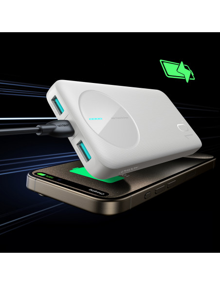 
Nešiojamoji baterija JR-PBF12 10000mAh 2.4A 2x USB-A 1x USB-C - balta
