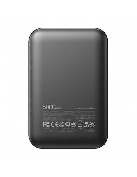 
Nešiojamoji baterija JR-PBF13 5000mAh 2.4A 2x USB-A 1x USB-C - juoda
