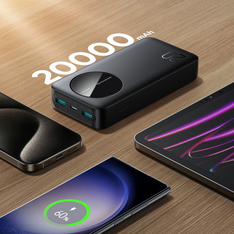 
Nešiojamoji baterija JR-PBF14 20000mAh 2.4A 2x USB-A 1x USB-C - juoda
