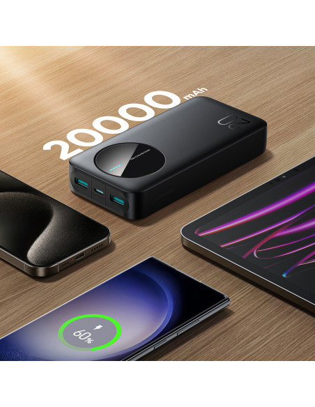 
Nešiojamoji baterija JR-PBF14 20000mAh 2.4A 2x USB-A 1x USB-C - juoda
