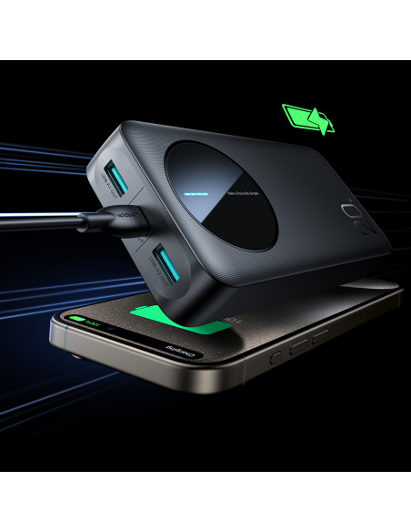 
Nešiojamoji baterija JR-PBF14 20000mAh 2.4A 2x USB-A 1x USB-C - juoda
