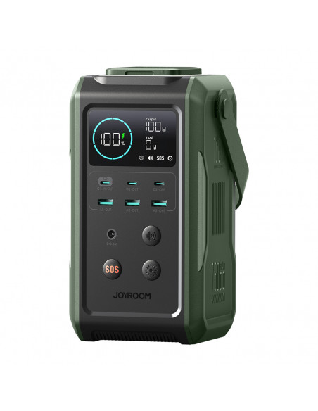 
Kelioninė išorinė baterija 75000mAh 100W USB-C USB-A SOS signalinė lemputė – žalia
