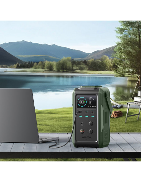 
Kelioninė išorinė baterija 75000mAh 100W USB-C USB-A SOS signalinė lemputė – žalia
