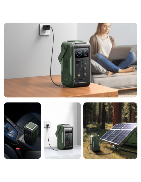 
Kelioninė išorinė baterija 75000mAh 100W USB-C USB-A SOS signalinė lemputė – žalia
